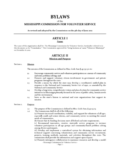 ByLaws of MCVS